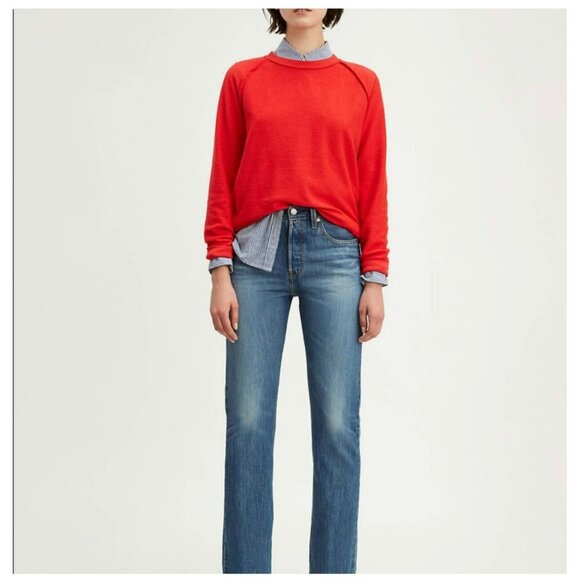 Levis 501 Customized & Tapered CT Jeans Womens W26 L32 White Oak Cone Denim - Picture 1 of 14